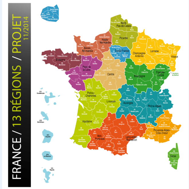 la carte des 13 régions françaises